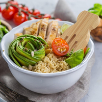 Servidor de Ensaladas Ecológico de Madera, Pinzas de Bambú Natural para Mezclar Ensaladas en el Hogar y la Cocina
