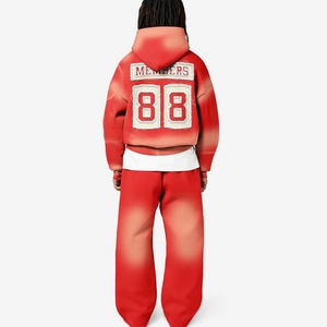 Ensemble de sweats à capuche personnalisés 500 g/m² épais avec broderie effet vieilli, survêtement de jogging oversize, ensemble de survêtement d'hiver de haute qualité - Product Image 3