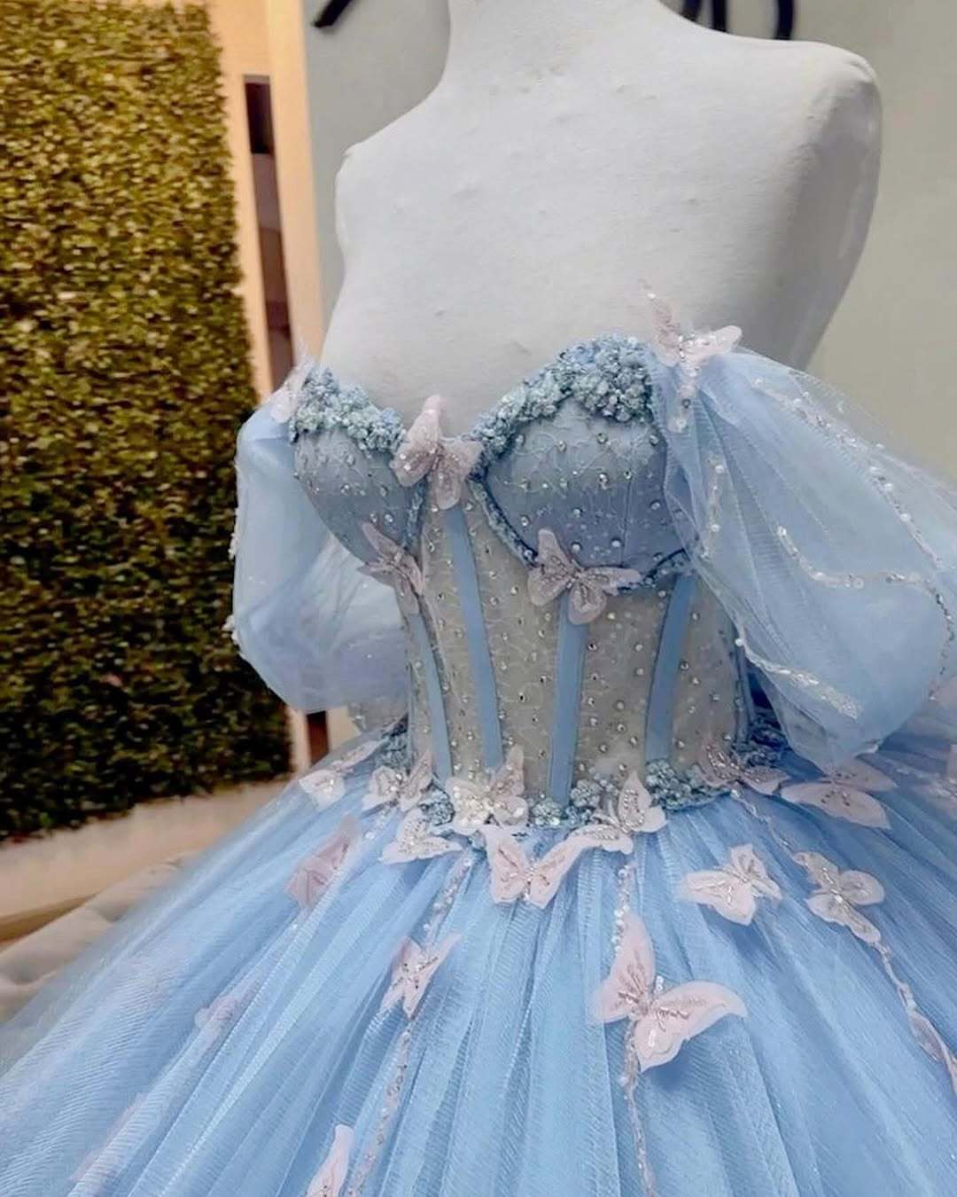 bridesmaid dress dusty blue A-line Tulle Long Custom Dresses , BN1277 Light Blue Linen Blend alt text Made of chiffon fabric Color:Star White Sequin