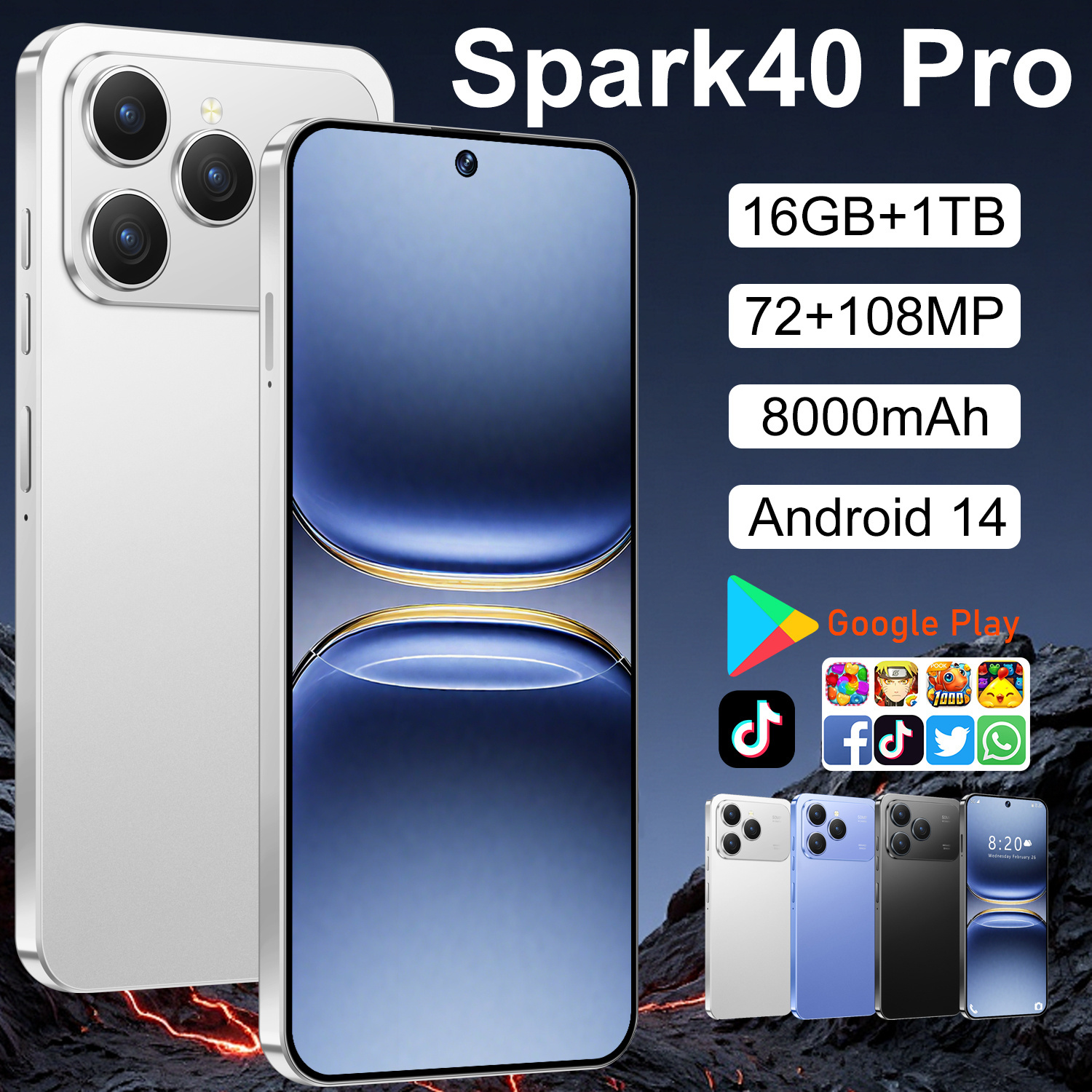 Оригинальное Новое поступление, разблокированный мобильный телефон Tecno Spark40 Pro 7,3 дюймов оптом