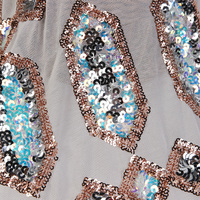 Tissu en tulle tricoté hautement élastique à motif hexagonal de luxe, broderie 3D, dentelle, maille, sequins pour vêtements, mariage