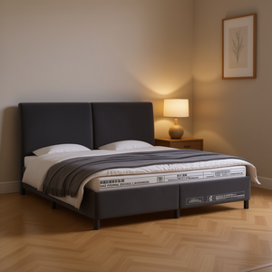 Cadre de lit rembourré en velours, bois d'ingénierie, lit moderne et moelleux, gris D0100HXN1E8 - Product Image 2