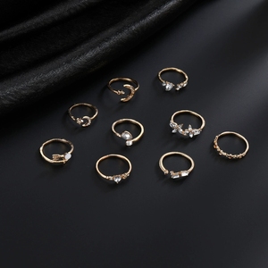 Fashion <strong>Women</strong> 9pcs/<strong>Set</strong> Heart Butterfly Moon Stars Rhinestone <strong>Rings</strong> <strong>Set</strong> for <strong>Women</strong> Zircon Crystal Knuckle <strong>Rings</strong> <strong>Set</strong> - Product Image 6