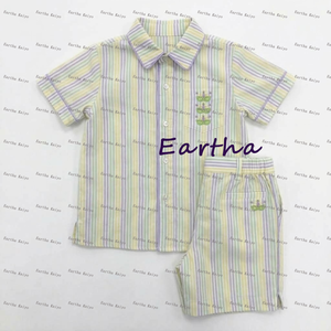 Wholesale <strong>Mardi</strong> <strong>Gras</strong> <strong>Outfits</strong> Sibling Matching Striped Toddler Girls Dress Ruffle Neck Boutique Kids Clothes Boys <strong>Outfits</strong> - Product Image 5