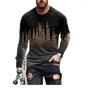 Hot Sale Slim Fit Long Knitted Round Neck Long Sleeve <b>Shirt</b> for Men Casual with Pattern Printed Sublimation - Product Image 3