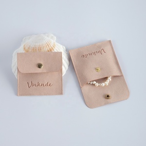 Pochette à bijoux en microfibre de luxe avec fermeture à bouton pression, logo personnalisé imprimé, 8*8 cm, mini enveloppe - Product Image 3