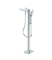 Robinet de douche moderne à poignée unique en laiton, finition chrome brossé, jet de pluie doux, massage, sur pied en céramique, pour appartement