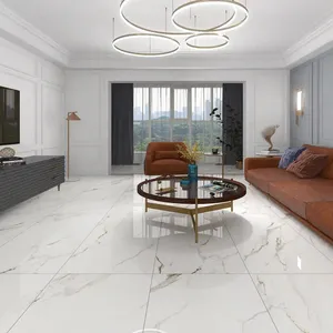 60x120cm To 150x75cm White Marble Look Slab Tile Luxury Porcelain Tiles With Glazed Surface For Interior Wall Decor