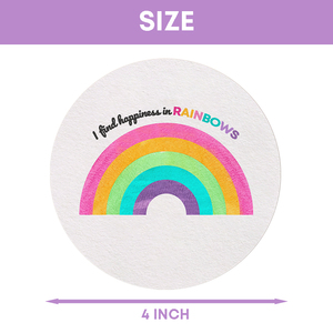 Xieli Vietnam Portabicchieri Rotondi in Carta Usa e Getta Personalizzati con Motivo Arcobaleno 'Trovo la Felicità nell'Arcobaleno' - Product Image 3