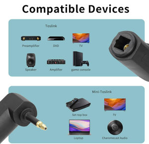 Câble audio numérique <span class=keywords><strong>optique</strong></span> S/PDIF <span class=keywords><strong>Toslink</strong></span> 90 degrés 24K plaqué or <span class=keywords><strong>vers</strong></span> <span class=keywords><strong>jack</strong></span> 3.5mm <span class=keywords><strong>Mini</strong></span> <span class=keywords><strong>Toslink</strong></span> - Product Image 2