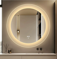 Miroir de maquillage LED intelligent mural, miroir de salon moderne avec interrupteur tactile, anti-buée, lentilles en aluminium, lumière tricolore