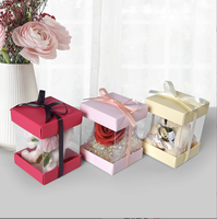 Vente flash - Mini boîte cadeau transparente carrée, petite boîte à gâteau transparente avec nœud