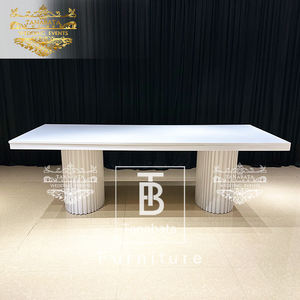 Elegante mesa de comedor de restaurante de MDF blanco de boda con 8 sillas - Product Image 3