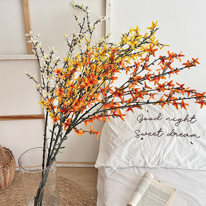 Flor Artificial de Forsythia de Seda, Amarilla, Blanca y Naranja, Rama Individual, Alta Simulación, Decorativa para el Hogar, Sala de Estar, Mesa - Product Image 3
