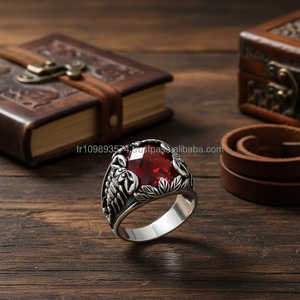 925K Sterling <b>Silver</b> Scorpion Red Stone <b>Men</b> <b>Ring</b> - Product Image 3