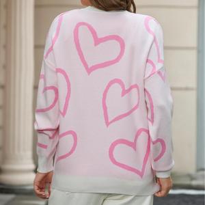 Spring Casual Warm Breathable <strong>Jumper</strong> <strong>Valentine</strong> Solid Knit Sweater Pullover Oversized Jacquard Plus Size Nylon/Cotton Women Front - Product Image 4