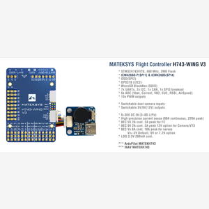 Matek H743-WING V3 Slim V3 FC ardupilot inav 3-8S Mini chuyến bay điều khiển cho RC multirotor cánh cố định máy bay không người lái FPV bay không người lái - Product Image 6