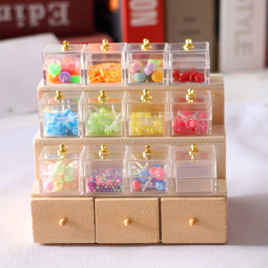 Maison de poupée en <span class=keywords><strong>bois</strong></span> massif bonbons légumes vitrine Miniature nourriture jouer scène Ob11 petit chiffon poupée accessoires - Product Image 6