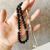 Perles de prière pour hommes Tasbih pierre de lave 33 perles de prière noir volcanique musulman Ramadan Eid cadeau 8mm 10mm chapelet islamique Misbaha