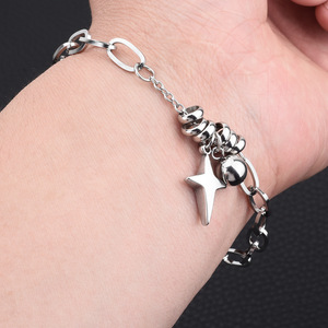 Pulsera con Colgante de Cruz de Diseño Simple y Popular, en Acero Inoxidable Plateado, Estilo Hiphop, para Hombre, Joyería de Moda - Product Image 2