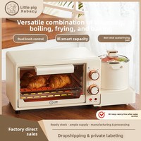 Four à petit-déjeuner en métal Xiaobeizhu 2-en-1 Tout-en-un Multifonctionnel Mini cuiseur vapeur Cuisson Friture Rôtissage 11-20L