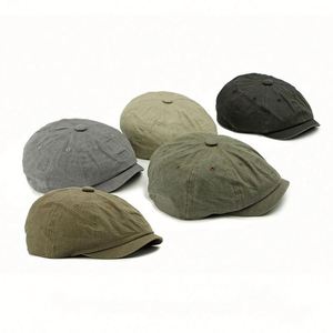 Gorra de Boina de Algodón Lavado Estilo Británico Vintage para Hombre, Novedad 2025, Gorra Newsboy de Color Sólido Casual para las Cuatro Estaciones - Product Image 3
