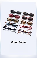 Lunettes de soleil ovales étroites chic avec logo personnalisé, monture demi-cerclée en PC, verres AC, lunettes de mode pour boutiques