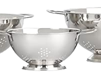 Passoire ronde en acier inoxydable durable avec poignées pour pâtes, riz, légumes, fruits - Qualité alimentaire, passe au lave-vaisselle - Product Image 3