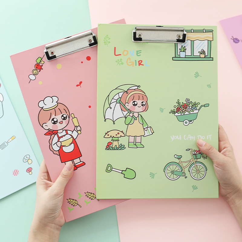 Креативный мультяшный офисный блокнот для письма с зажимом для файлов А4, школьный офисный блокнот для письма