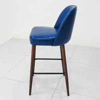 Chaise de salle à manger de luxe personnalisée, dossier en cuir bleu minimaliste, chaise de café