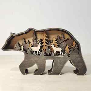 Nouveauté 2024 : Ornements décoratifs en bois d'animaux de la forêt – Artisanat en bois - Product Image 1