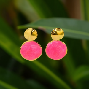 Fashion Drop Earrings 316L Stainless Steel PVD <b>Gold</b> Plating Pink Resistant Sustainable - Product Image 3