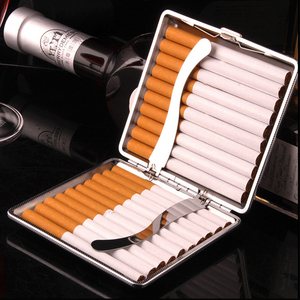 Étui à cigarettes <span class=keywords><strong>en</strong></span> <span class=keywords><strong>cuir</strong></span> PU automatique, 20 pièces, personnalisé, porte-carte avec Clip <span class=keywords><strong>en</strong></span> métal, à cigarettes, vente <span class=keywords><strong>en</strong></span> gros, collection 2020 - Product Image 3