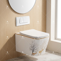 WC mural en céramique moderne avec siège à fermeture douce, réservoir encastré, design gain de place pour salle de bain de luxe