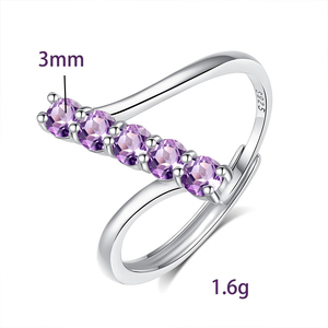 9 Élégantes bagues statement en argent 925 avec 5 pierres naturelles, pierres précieuses colorées, bijoux minimalistes plaqués or blanc - Product Image 6