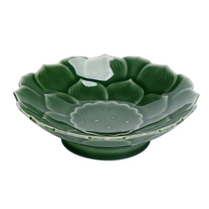 Assiette à fruits en céramique en forme de pétale de lotus, en porcelaine, style chinois traditionnel, petit plat à pied pour servir des collations de mariage - Product Image 5