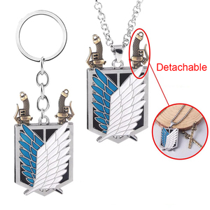 Collar de Anime <span class=keywords><strong>Shingeki</strong></span> No Kyojin, Alas de la Libertad, Espada de Exploración, Collar Punk para Mujeres y Hombres, Joyería de Cosplay, Regalo - Product Image 1
