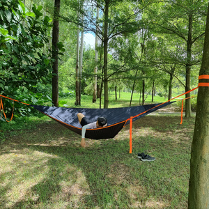 Venta al por mayor Camping al aire libre senderismo Triangular ligero duradero plegable portátil malla plana triple árbol hamaca - Product Image 3