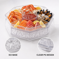Cross-border modern design PS plastic ijscoating fruit- en groente-aanrechtbladen, meerlaags, draaibaar, stapelbaar, 3-4L grote voedselcontainers
