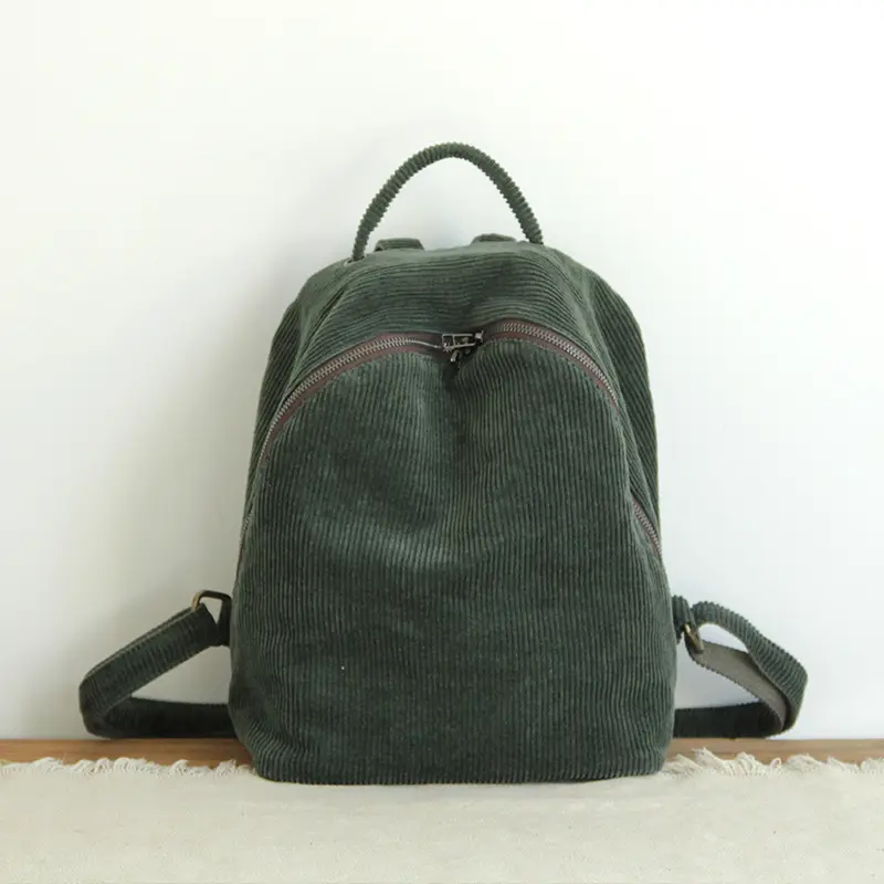 Good Quality School Hiking Travel Notebook Bag Military Green Canvas Vintage Backpack