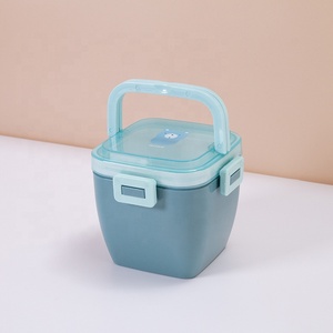 B32 icen กล่องเบนโตะ2ชั้นกล่องอาหารกลางวันวางซ้อนกันได้ภาชนะใส่อาหารพร้อมช่องใส่ไมโครเวฟแบบถอดได้