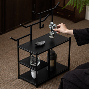 Three Layer Wrought Iron Display <b>Shelf</b> For Tea Set And Art Decor Storage Rack Carbon Steel <b>Desktop</b> Organizer Dehua Made - Product Image 4