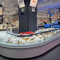 Koelvitrine voor kaas, fruit en vlees, met afstandsbediening, voor supermarkten, met vaste verticale glazen vitrine en luchtkoeling.