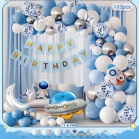 Nouvel ensemble de chaînes de ballons tendance sur le thème bleu, kit d'arche de ballons métalliques pour la décoration de lieux de fête d'anniversaire et de baby shower pour garçons