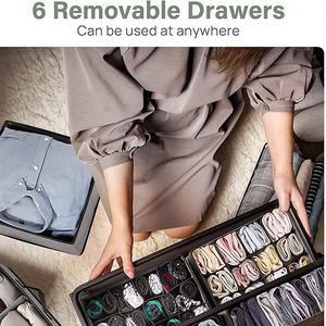 Best Selling 7 Shelf Foldable Closet Organizer Big Capacity Fabric Wardrobe <b>Plastic</b> Drawers Clothes Storage Hanging Clothes Bags - Product Image 2