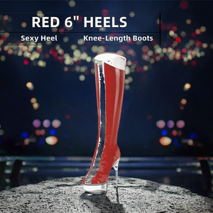 Zapatos de Mujer Rojos y Sexys de 6 Pulgadas, Tacón Súper Alto, Botas de Moda para Boda, Baile en Barra, Otoño Invierno, Botas de PU para Bailarina Exótica, Tacón Delgado de 15 cm - Product Image 2