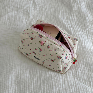 Nouveauté : <span class=keywords><strong>Trousse</strong></span> de <span class=keywords><strong>maquillage</strong></span> en velours côtelé à imprimé floral, petite, avec fermeture éclair, tendance - Product Image 3