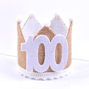 Cappello Corona in Iuta per Festa di <span class=keywords><strong>Compleanno</strong></span> Bambino <span class=keywords><strong>1</strong></span> 2 3 Anni 100 Giorni Decorazione per Baby Shower Maschio Femmina - Product Image 5