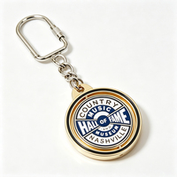 Porte-clés en métal doré rotatifs avec logo personnalisé, porte-clés souvenirs avec fermoir à ressort