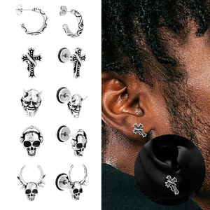 Aretes de Calavera de Terror de Halloween al Por Mayor para Hombres y Mujeres, Piercings de Acero Inoxidable Estilo Rock Punk Hip Hop, Joyería - Product Image 5